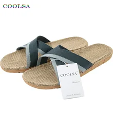Tongs d'été en toile de lin pour hommes, sandales plates antidérapantes de styliste, pantoufles de maison, chaussures en paille