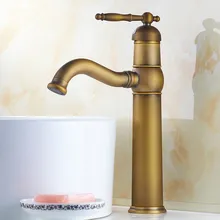 Античная латунь с одной нажимной ручкой Поворотный кран для ванной для кухни для раковины Смеситель Краны aan037
