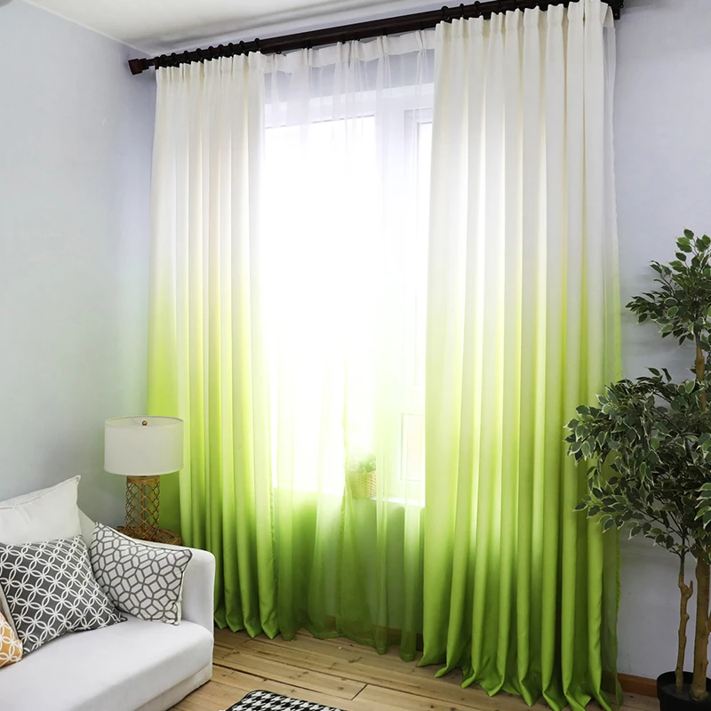 Новое поступление градиентные зеленые затемненные 75% оконные занавески s для гостиной тюль вуаль драпировка для детской спальни занавеска домашний декор