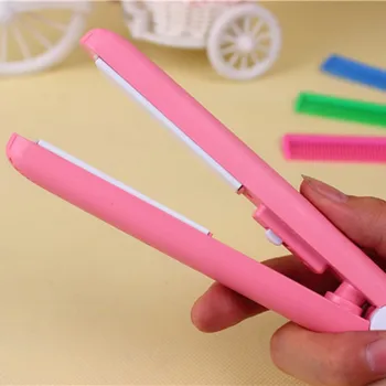 

Mini Portable Hair straightener Iron Pink Ceramic Straightening Corrugate Curling Iron Styling Tools Hair Curler For Female 2018