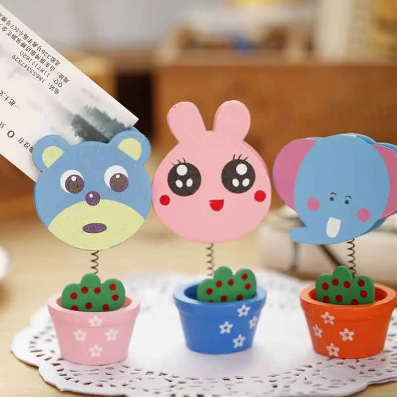 

Creative Cute Cartoon Rabbit Animal Message Card Holder Business Desk Card Photo Folder Home Decoration Accessories Modern Kids