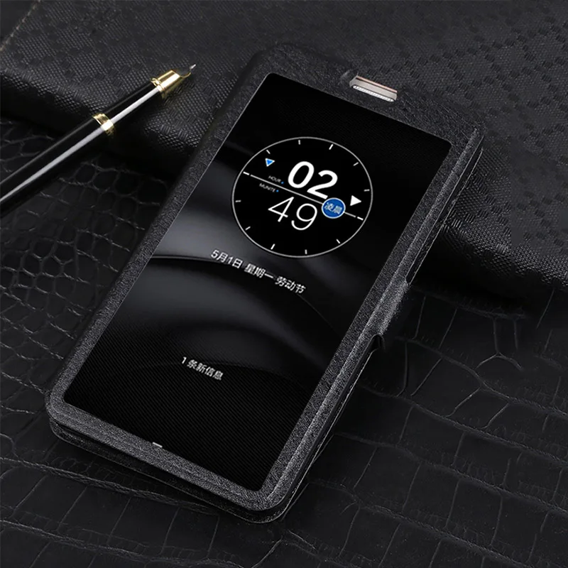 Роскошный флип-чехол для телефона BQ Aquaris ULite UPlus U2 V/VS чехол с окошком для просмотра кожаный защитный чехол для U Lite Plus - Цвет: Black