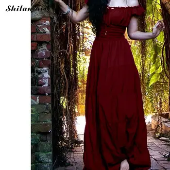 

Women Vintage Renaissance Gothic Dress Women Tunic Summer Long Dress Plus Size Floor-Length Cosplay Costume Medieval Retro Gown