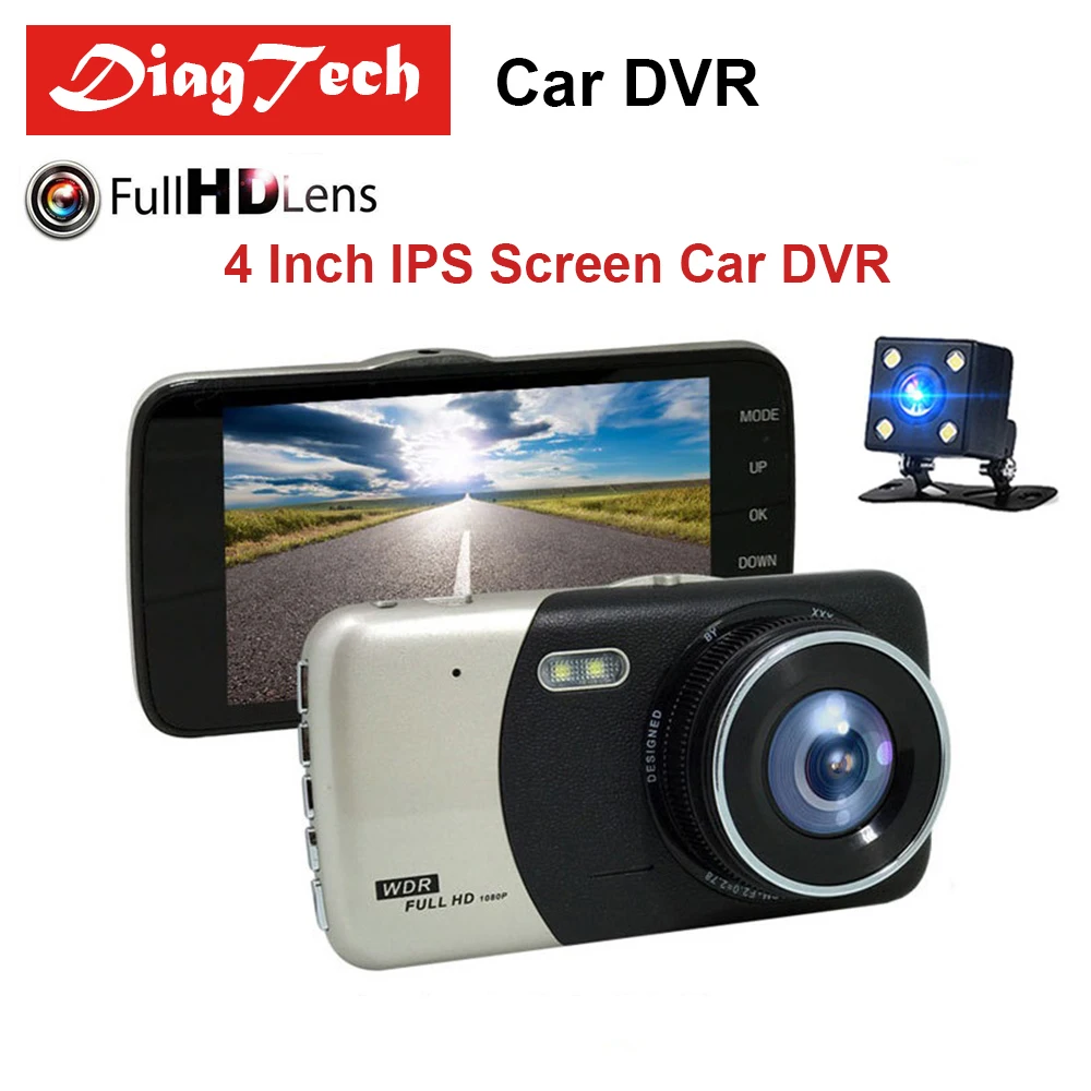 Автомобильный видеорегистратор с двойным объективом IPS 4 0 дюйма Full HD 1080P для