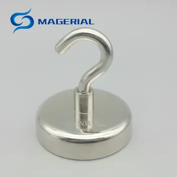 

160kg Pulling Garage Hook Lifting Magnet N52 Diameter 75 mm Mounting Magnet Strong Neodymium Permanent deep sea salvage magnet