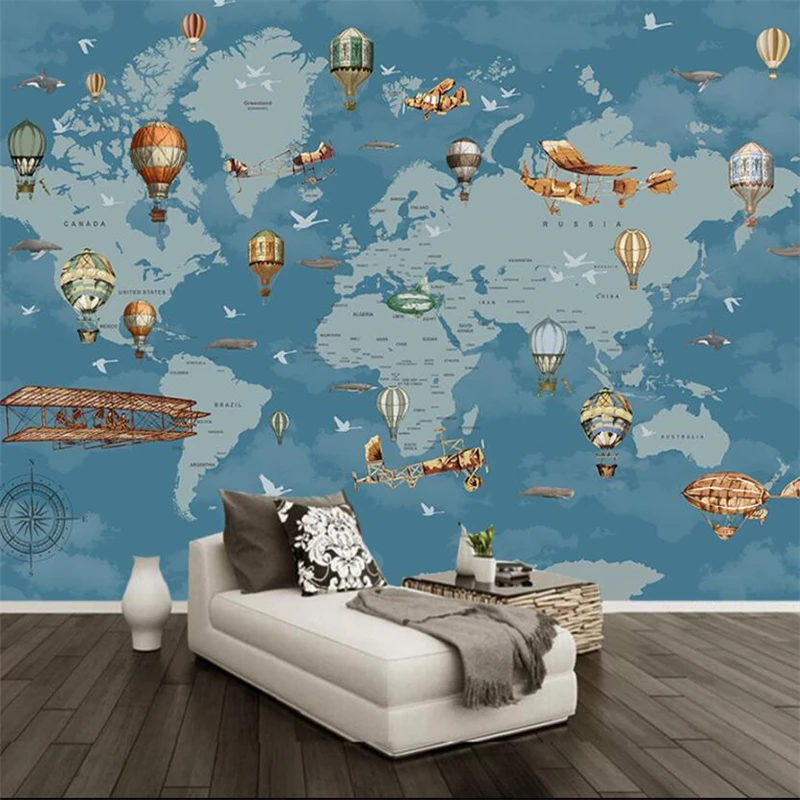 wellyu  papel de parede  Custom wallpaper   Cartoon world map background wall   papel de parede infantil  papel parede