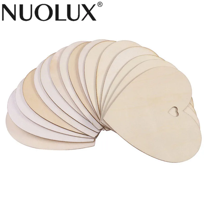 

50pcs 100mm Blank Heart Wood Slices Discs For DIY Crafts Embellishments Wedding Party Decoration (Wood Color)