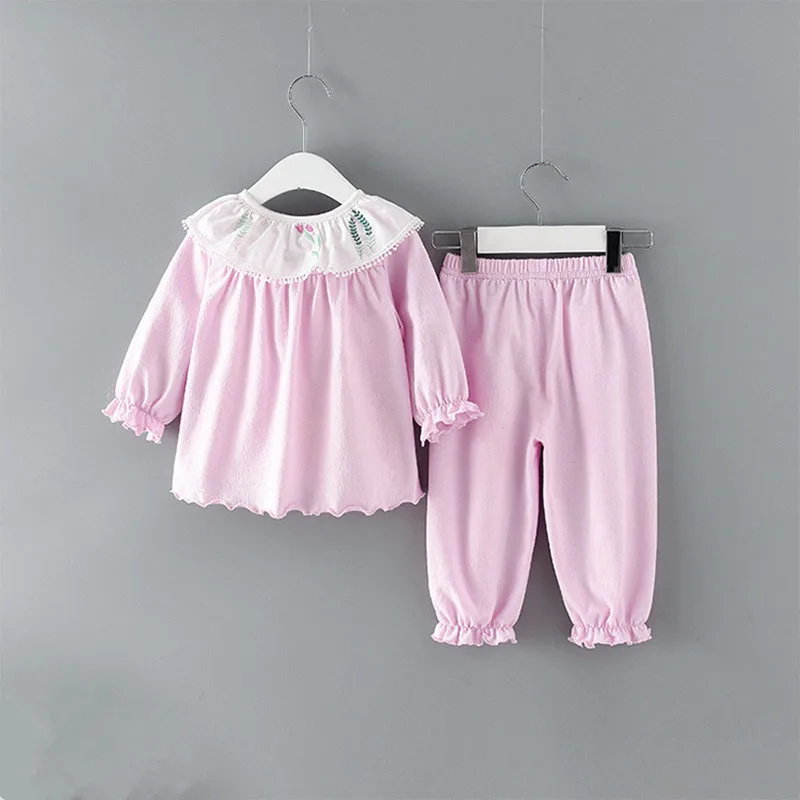 Одежда для новорожденных девочек, одежда для принцесс с вышивкой Топы+ брюки 2 шт./компл. комплекты детской одежды Комплект одежды для маленьких девочек на возраст от 0 до 24 месяцев