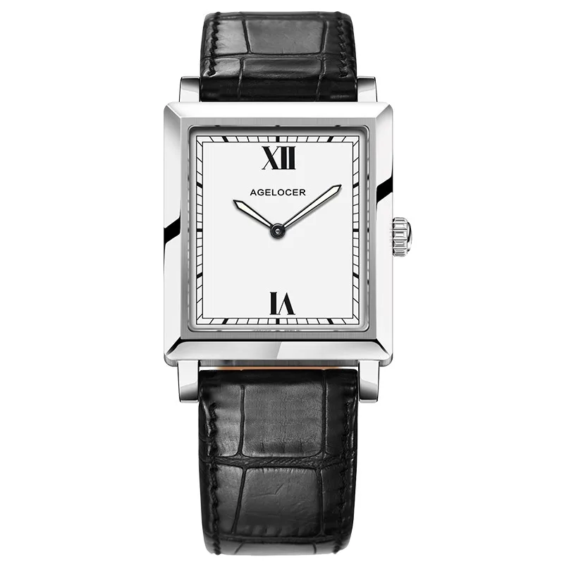Швейцарские роскошные часы Agelocer Топ бренд кожаный ремень кварцевые часы квадратные водонепроницаемые аналоговые женские часы с подарочной коробкой - Цвет: 3401A1