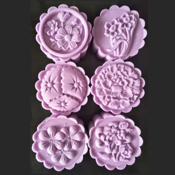 

50g 3D Peony Chrysanthemum Flower Cake Plunger Tools Plastic Moon Cake Mold Baking Pastry Tools Hand Press Mooncake Mould Stamps