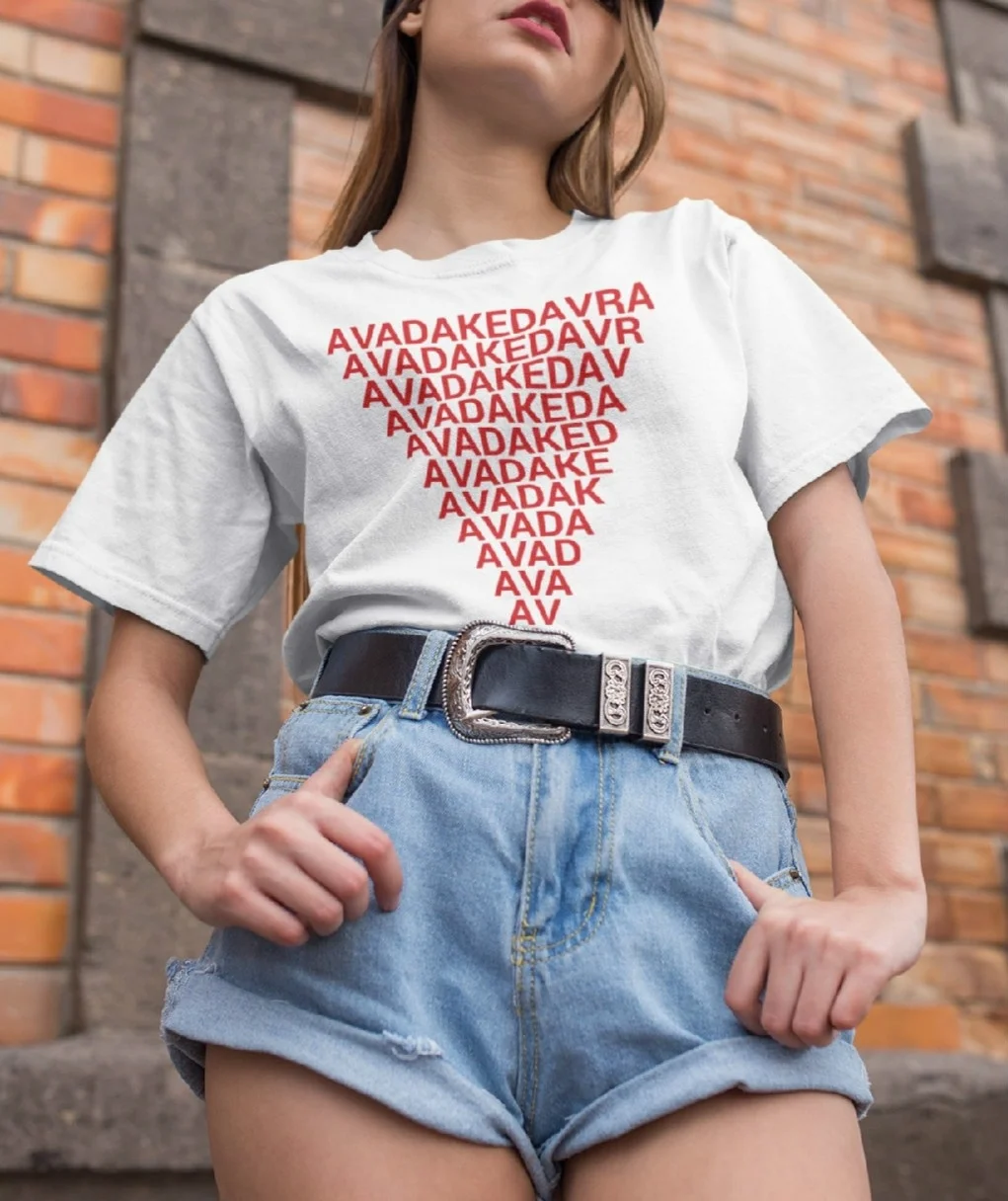 

PUDO-JBH 1pcs Red Letter Triangel T Shirt Avada Kedavra Shirt Ezra Miller T-Shirt Gift For Her Tee