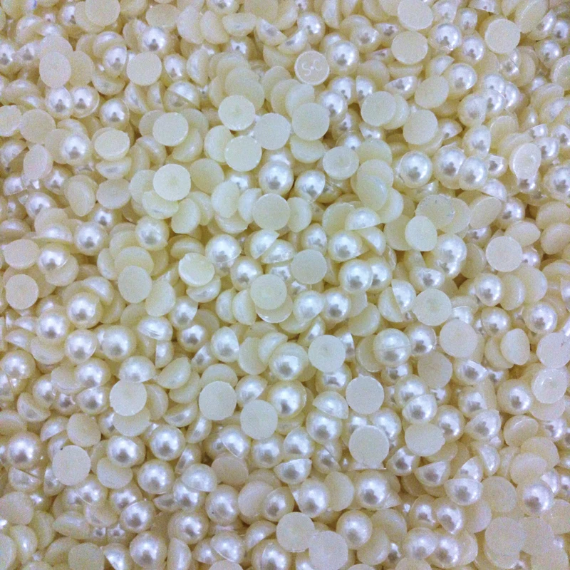 

LNRRABC New 3/4/5/6/8/10mm Fashion Acrylic Half Round Beads Pearl Color Flatback For Nail Home Decoration Accessories