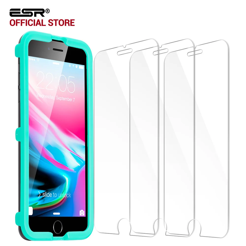 

3PCS/LOT Screen Protector for iphone 8 8 Plus ESR 5X Stronger Tempered Glass Protector with Applicator for iPhone 7 7 Plus Glass