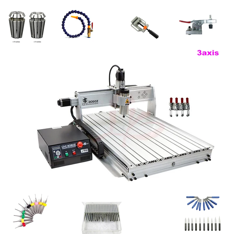 

3 AXIS metal cnc engraving machine 8060 wood cnc router 1.5KW spindle PCB drilling cnc machine with limit switch