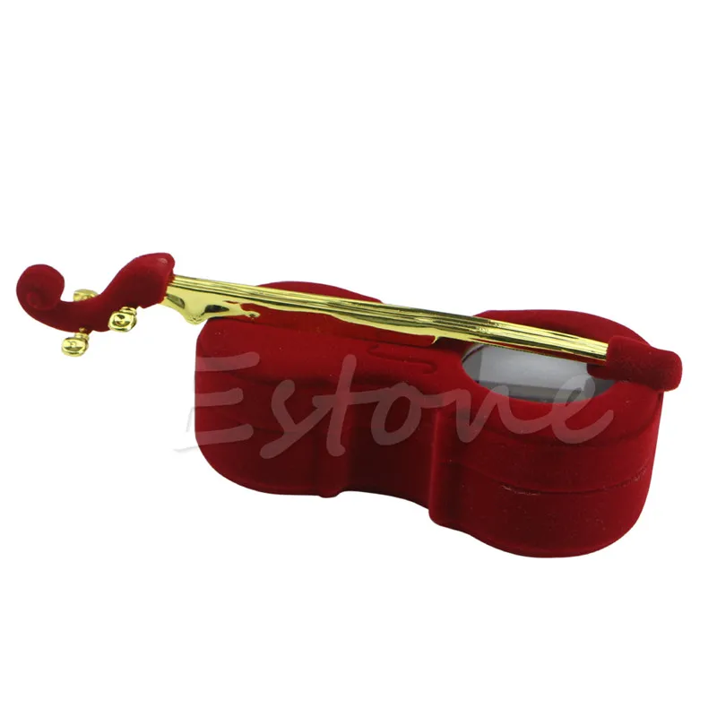 JAVRICK скрипки Форма бархат коробка для кольца сережек ожерелье с подвеской-замочком подарочный футляр для украшений - Цвет: red