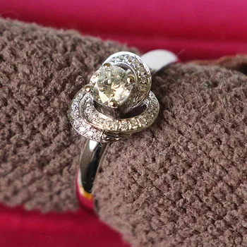 

Magnificent AU585 New Style 0.5CT Engagement Jewelry Never Fade Solid White Gold Quality Synthetic Carbon Ring Women Wedding
