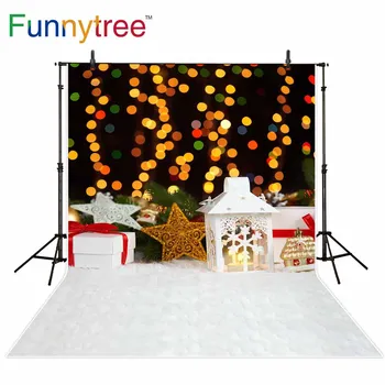 

Funnytree backgrounds for photography studio Christmas decoration bokeh colorful halo candle backdrop photocall photobooth
