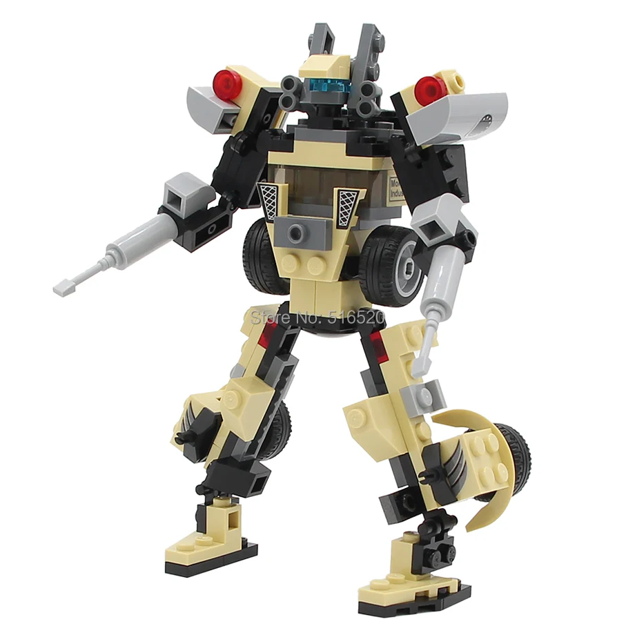 Игрушечный блок GUDI 4 в 1, робот-трансформер, машинка, превращается в робот-создатель, строительные блоки, мини набор блоков, игрушки для детей