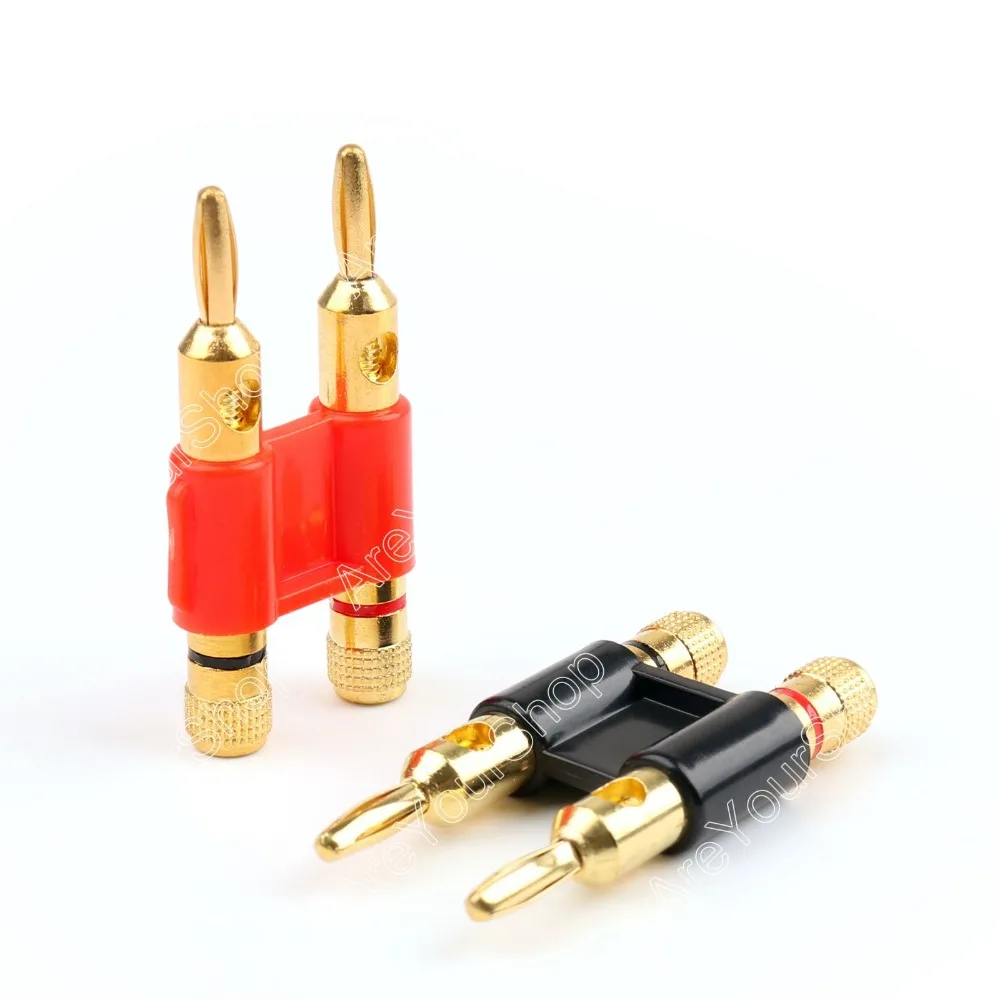 

Areyourshop Sale 12 Pcs Gold Connector - Stackable Double 4mm Banana Plug Speaker Loudspeaker Plug