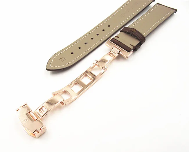 Ремешок для часов из натуральной кожи 18 мм 10 шт./партия|rose gold buckle|leather watch bandgenuine