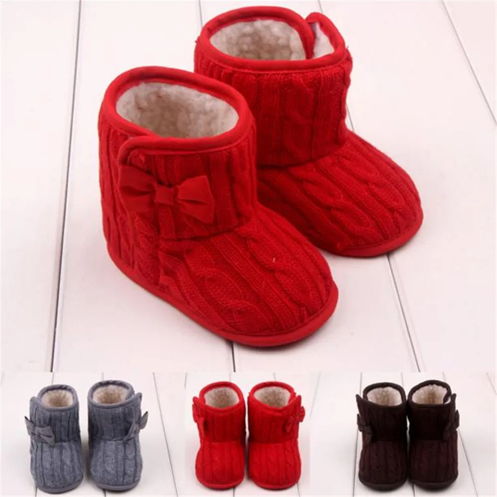 

Infant Boys Girls Shoes Bowknot Soft Sole Handcraft Winter Boots Kids Booties Newborn Toddler First Walker Soft BFOF
