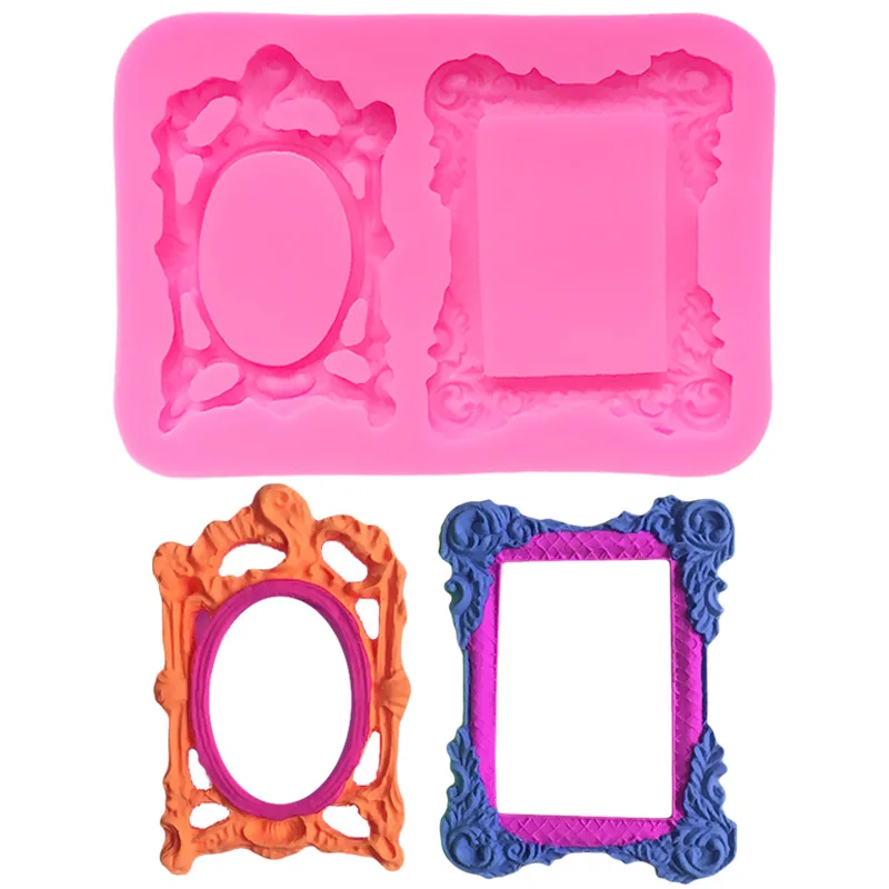 

Retro Mirror Frame Silicone Mold Fondant Silicone Muffin Mold Wedding Cake Stand Silicone Lace Mat Cake Decorating Tools Dessert