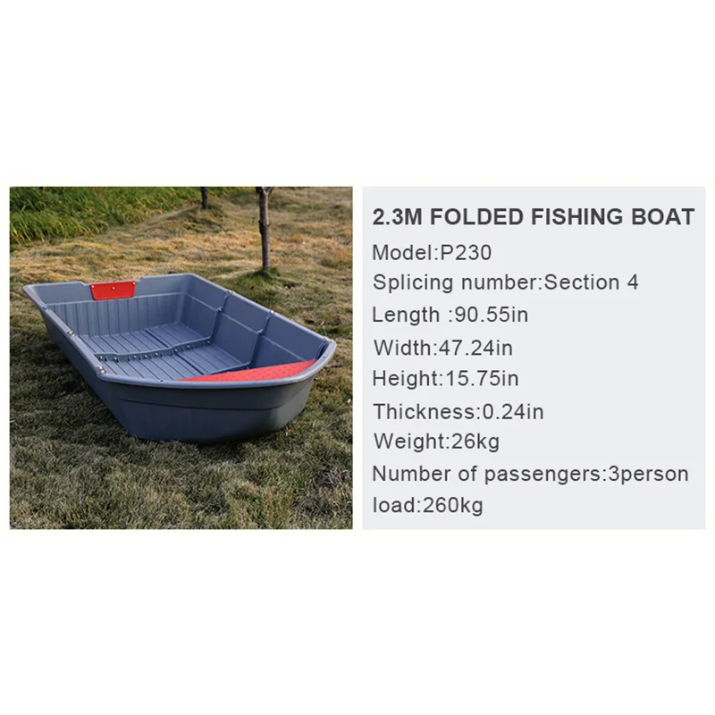 1.2/1.7/2.3/2.8/3.3/3.8M PPR Portable Boat Foldable Boat Car-mounted Combination Ship Folding Plastic Splicing Fishing Boat - Цвет: 2.3m