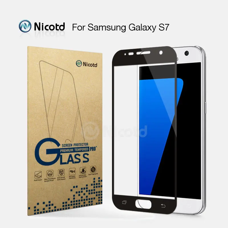 Закаленное стекло Nicotd 2.5D с полным покрытием для Samsung S7 G9300 G930F G930FD G930W8 5 1 &quot