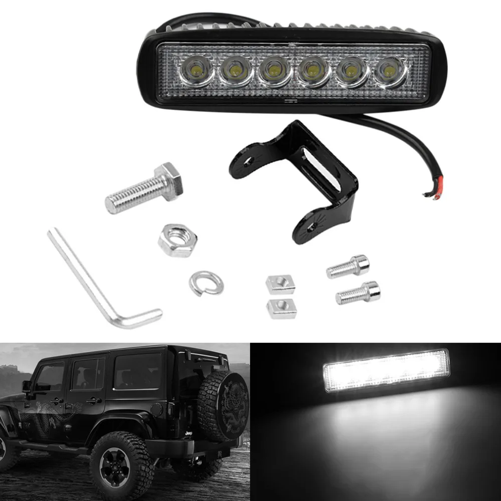 

1PCS Automobiles New Car-Styling Truck 18W 6 SMD LED Work Light Bar Reversing Flood Worklight Lamp for Jeep Boat 4WD 12V 24V