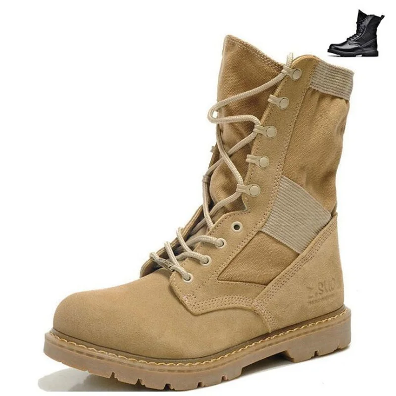 

New Men Genuine Leather Boots Tactical Boots Outdoor Tooling Boots Men's Desert Army Combat Boots Size 35-46