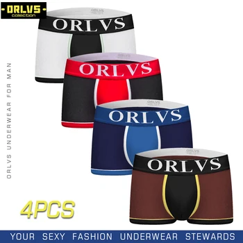 

ORLVS 4PC/LOT Boxer Men Underwear Mens Underwear Boxers Homme Man Soft Cotton Comfortable Boxer Shorts Men Sexy Underpants