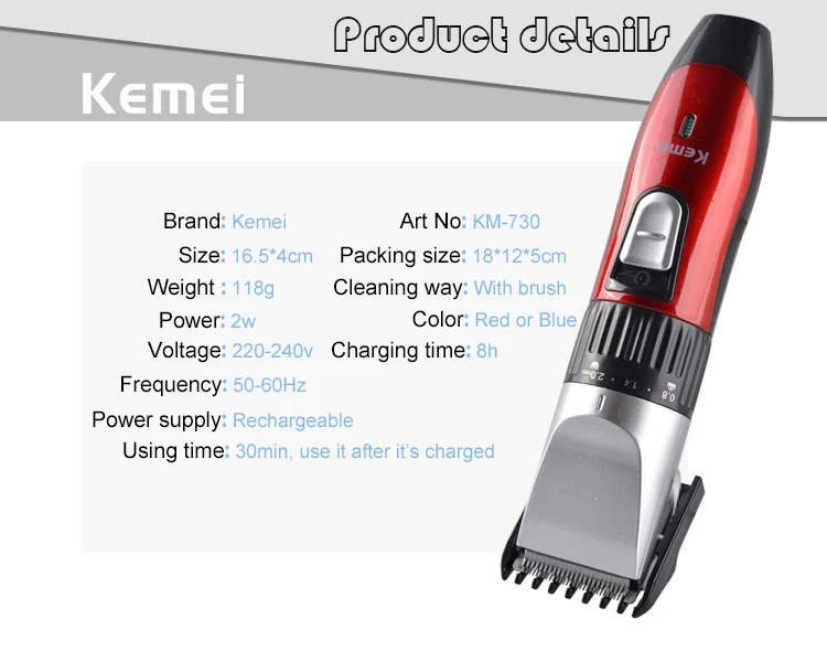 kemei hair trimmer clipper rechargeable hair cutting beard trimmer styling tools shaving machine electric shaver for man