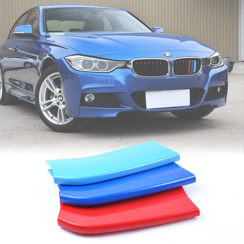 

MIKKUPPA 3pcs 3D Car Front Grille Trim Strips Cover Motorsport Stickers For BMW 3 Series 5 Series X5 X6