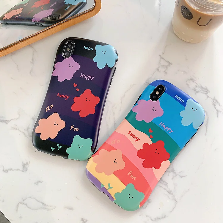 

For Cartoon bear scrubs apple x all-inclusive mobile phone shell small waist shape i7p/8plus anti-fall soft shell xsmax
