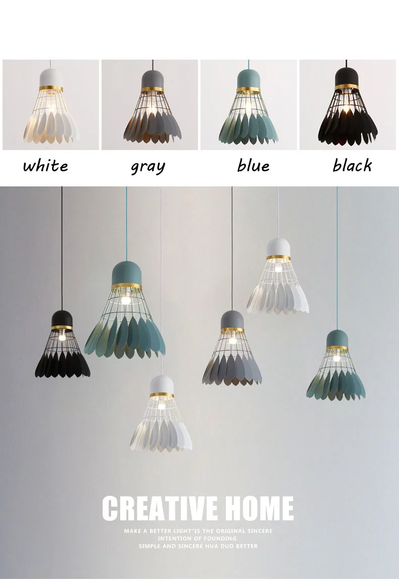 Nordic Badminton Pendant Light Fancy Hanging Feather Modern Decorative Pendant Lamp Bedroom Restaurant Pendant Light Indoor Lighting (3)
