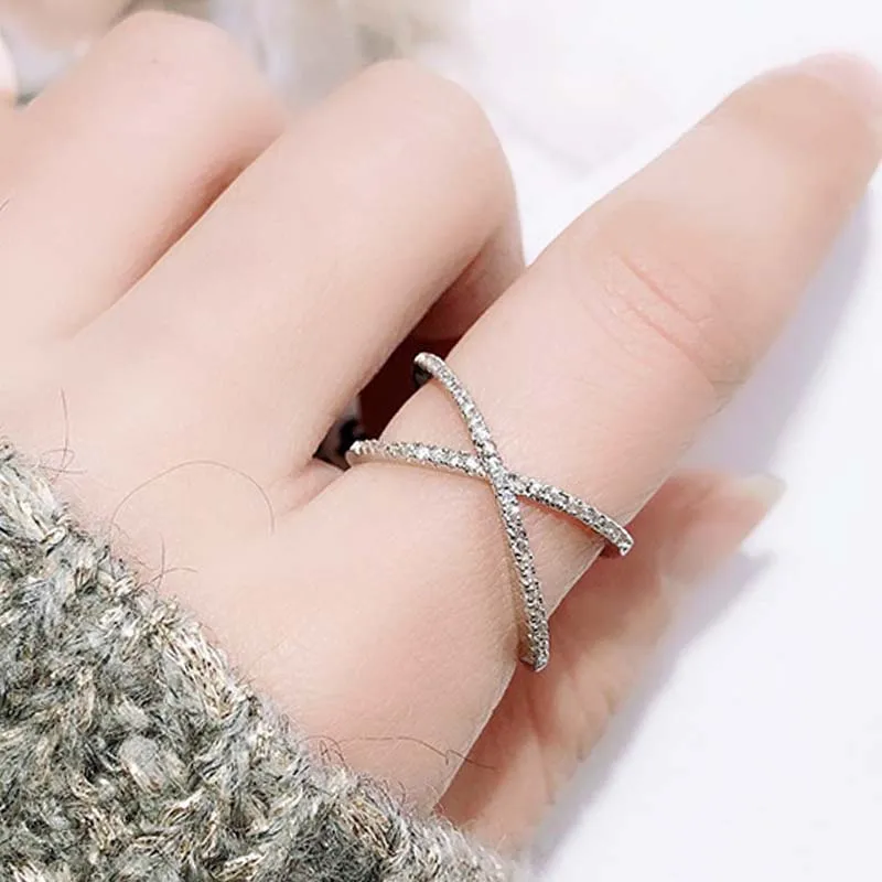 

80% Silver Rings for Women Fine Jewelry Cross Cubic Zircon 925 Sterling Silver Female Adjustable Finger Ring Gorgeous Bague