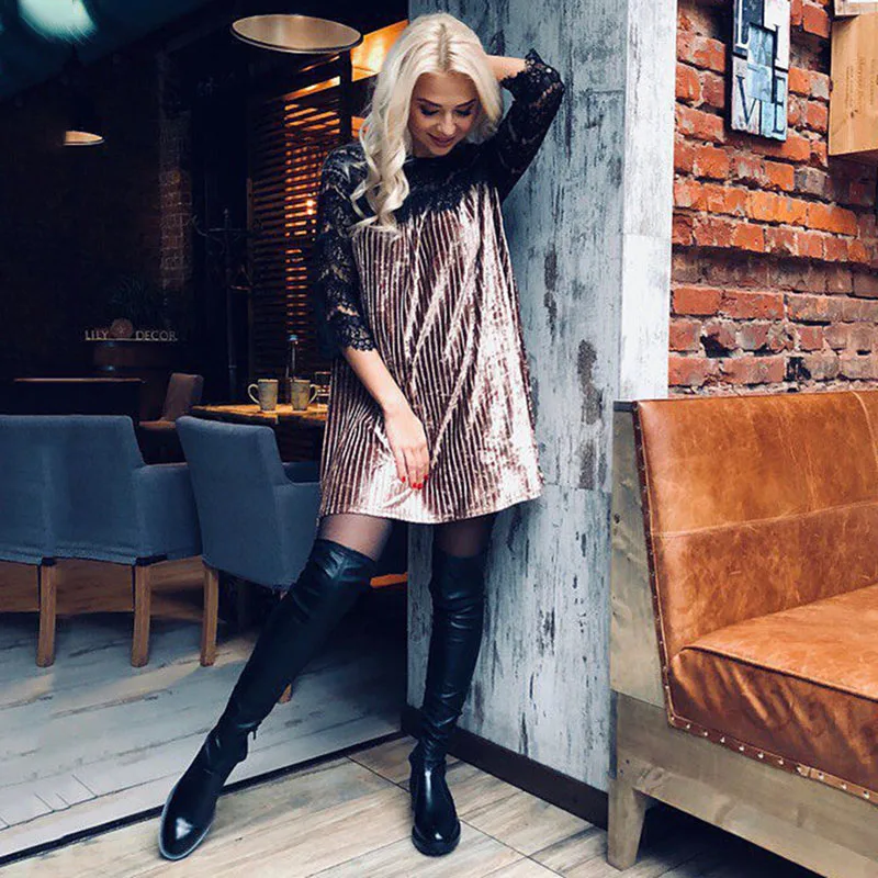Лоскутные кружевные платья для женщин Vestidos Одежда ночного клуба Сексуальная