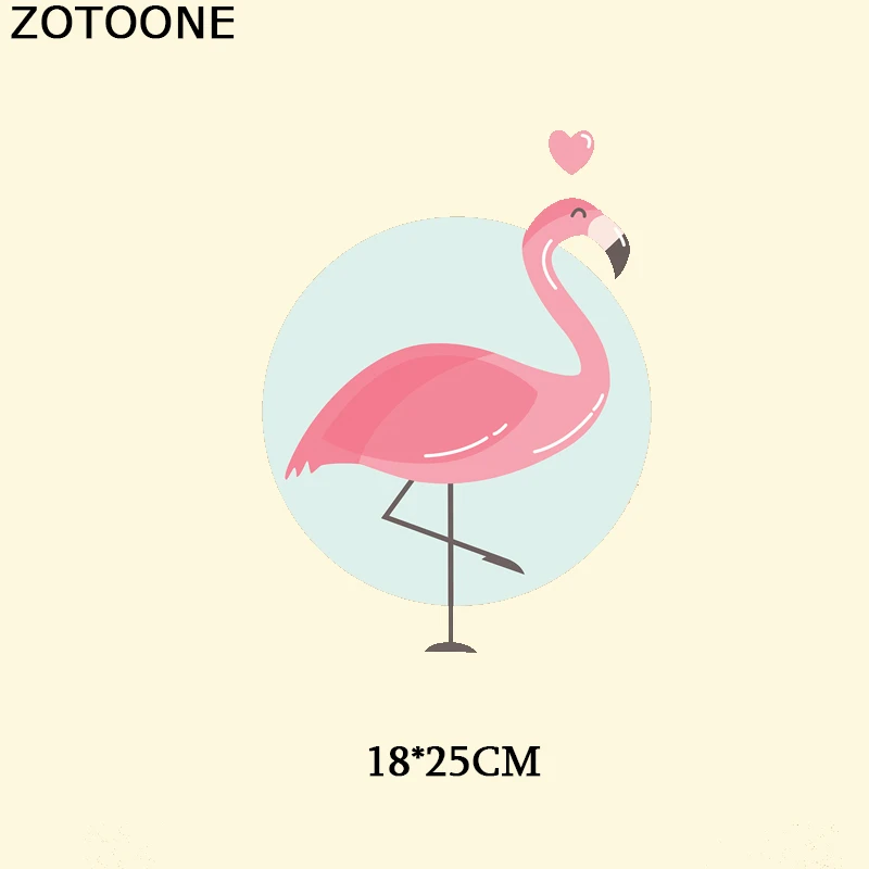 

ZOTOONE Pink Flamingo Patch Iron On Transfer Embroidery Love Patches For Girls Clothing DIY T-shirt Dress Appliqued Heat Press D
