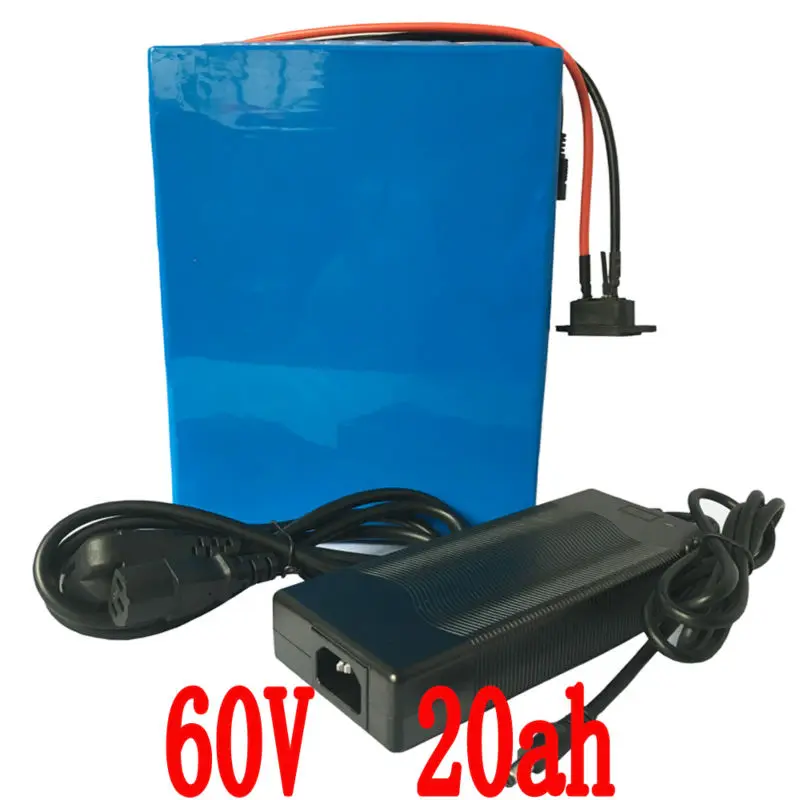 E-bike battery 60v 20ah 1000w 26650 battery electric bicycle Lithium battery pack with 67.2v 2A charger 30A BMS free shipping