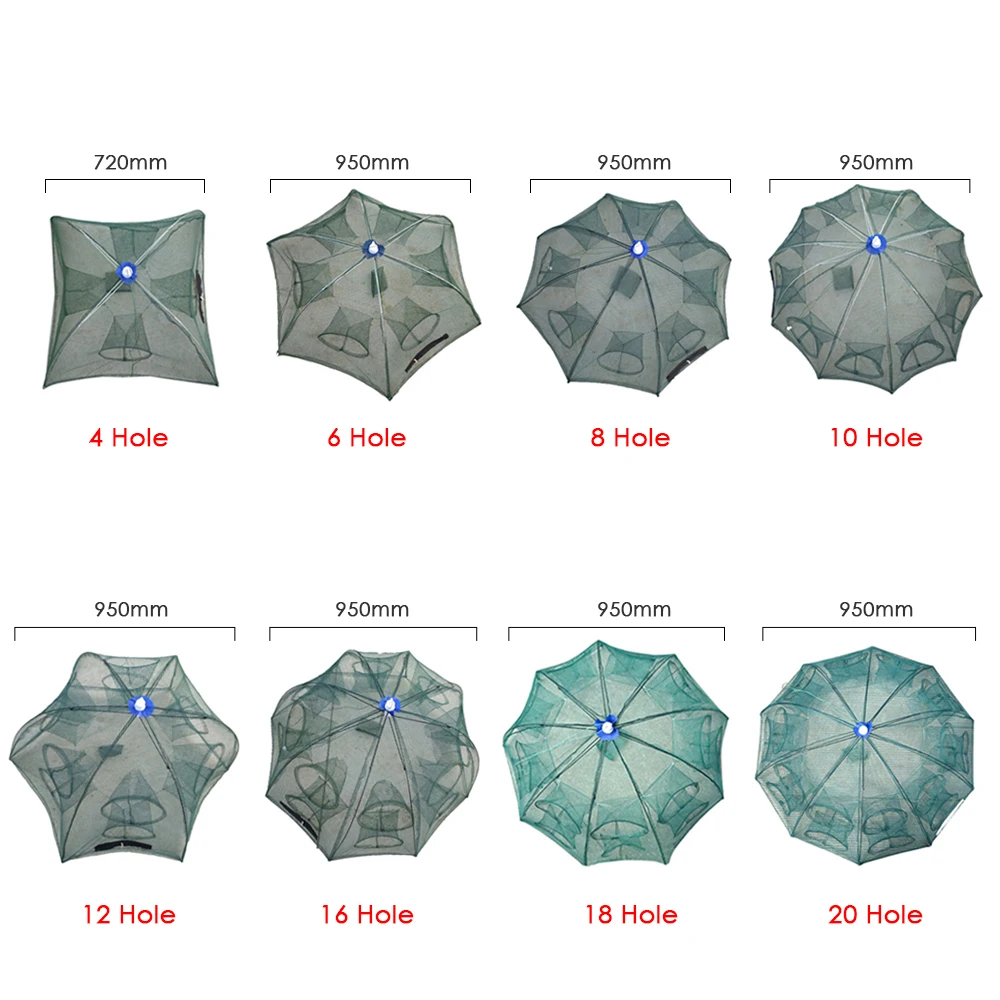 

Lixada Automatic Fishing Net Shrimp Cage Nylon Foldable Crab 4-20 Holes Fish Trap Cast Net Cast Folding Fishing Network
