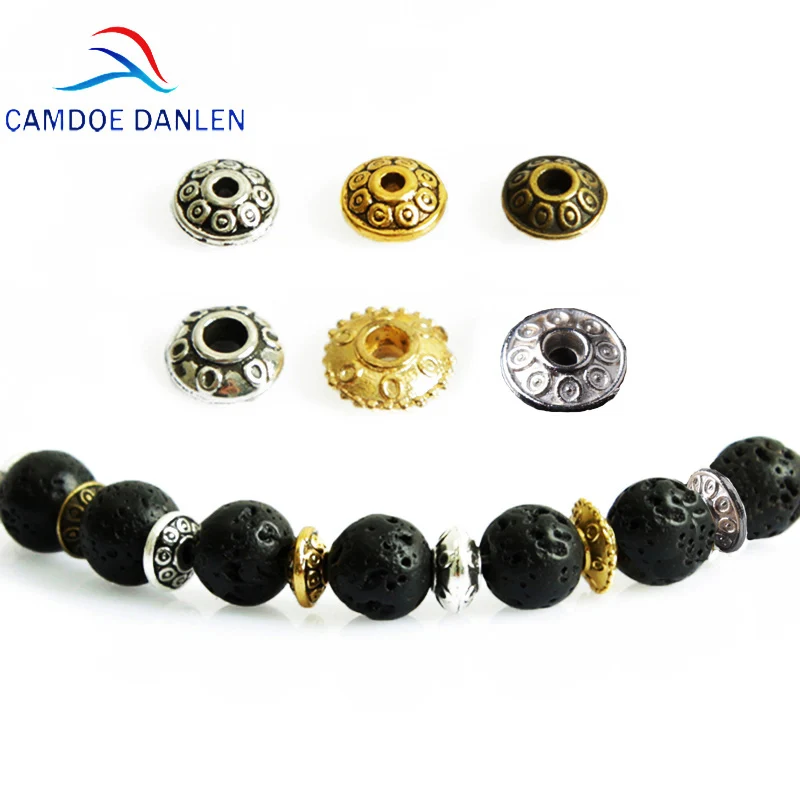 

CAMDOE DANLEN 50pcs Antique Metal Silver Gold Bronze UFO Shape Spacer Beads Diy Findings Bracelet Prayer bead for Jewelry Making