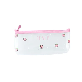 

10pcs/lot Pink Peach large capacity Creative fruit transparent pencil case Kawaii School Supplies Office Party Supplies