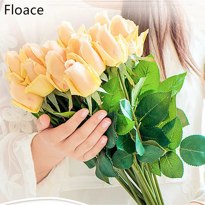 Floace 15 шт./лот, букет роз, Королевская роза, высококлассные искусственные цветы, шелковые розы, цветы для дома, свадебные украшения