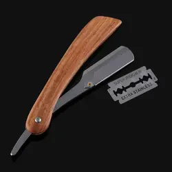 1 комплект, прямая Опасная бритва, бритва, складной бритвенный нож, усы, удаление волос для лица, мужские Инструменты для укладки с 10 лезвиями