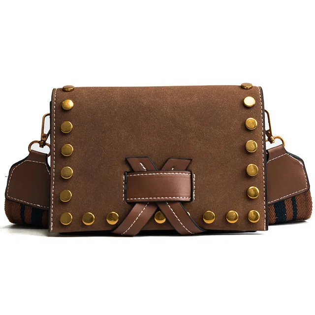 Ms Hedy Fashion Small Bag Rivet Women Crossbody Frosted Leather Ms Hedy Fashion Small Bag Rivet Women Crossbody Frosted Leather Handbags Las Purse Wide Strap