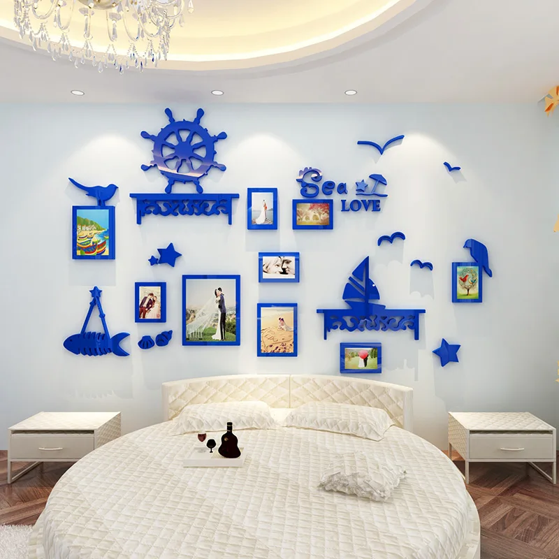 

Creative Mediterranean style Wall decoration Modern 3d self-adhesive wall sticker Children's room bedroom photo frame sticker