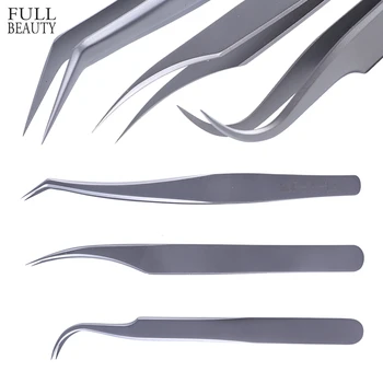 

1pc Stainless Eyebrow Flower Tweezers Curved Straight High Quality Tweezer for False Eyelash Extension Beauty Tools CHMJP1-3