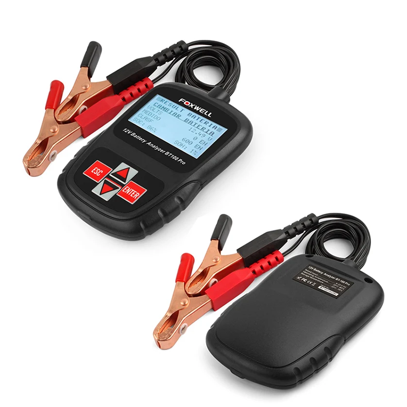 FOXWELL BT100 PRO 12V Car Battery Tester For Flooded AGM GEL Cell 100 - 1100 CCA 30 to 110 AH 12 V Volt Automotive Analyzer Tool