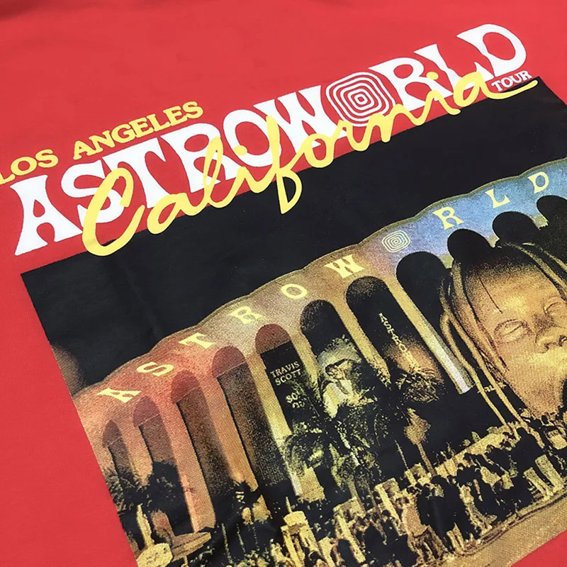 Футболка с изображением Трэвиса Скотта ASTROWORLD LA Forum Los Angeles Tour с коротким рукавом 1:1 Высокое качество Мужская и женская футболка в стиле хип-хоп ASTROWORLD