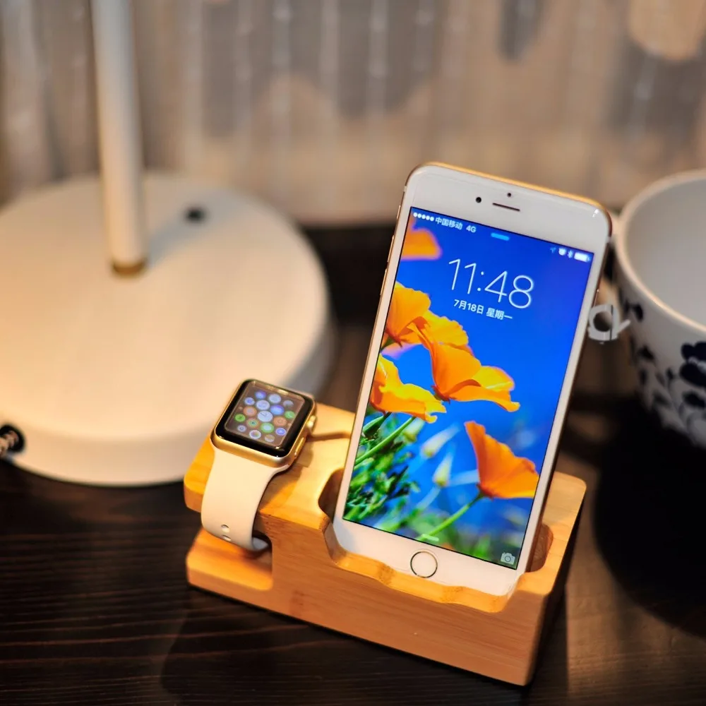 Деревянная подставка держатель 3A зарядное устройство usb порт для iphone apple watch